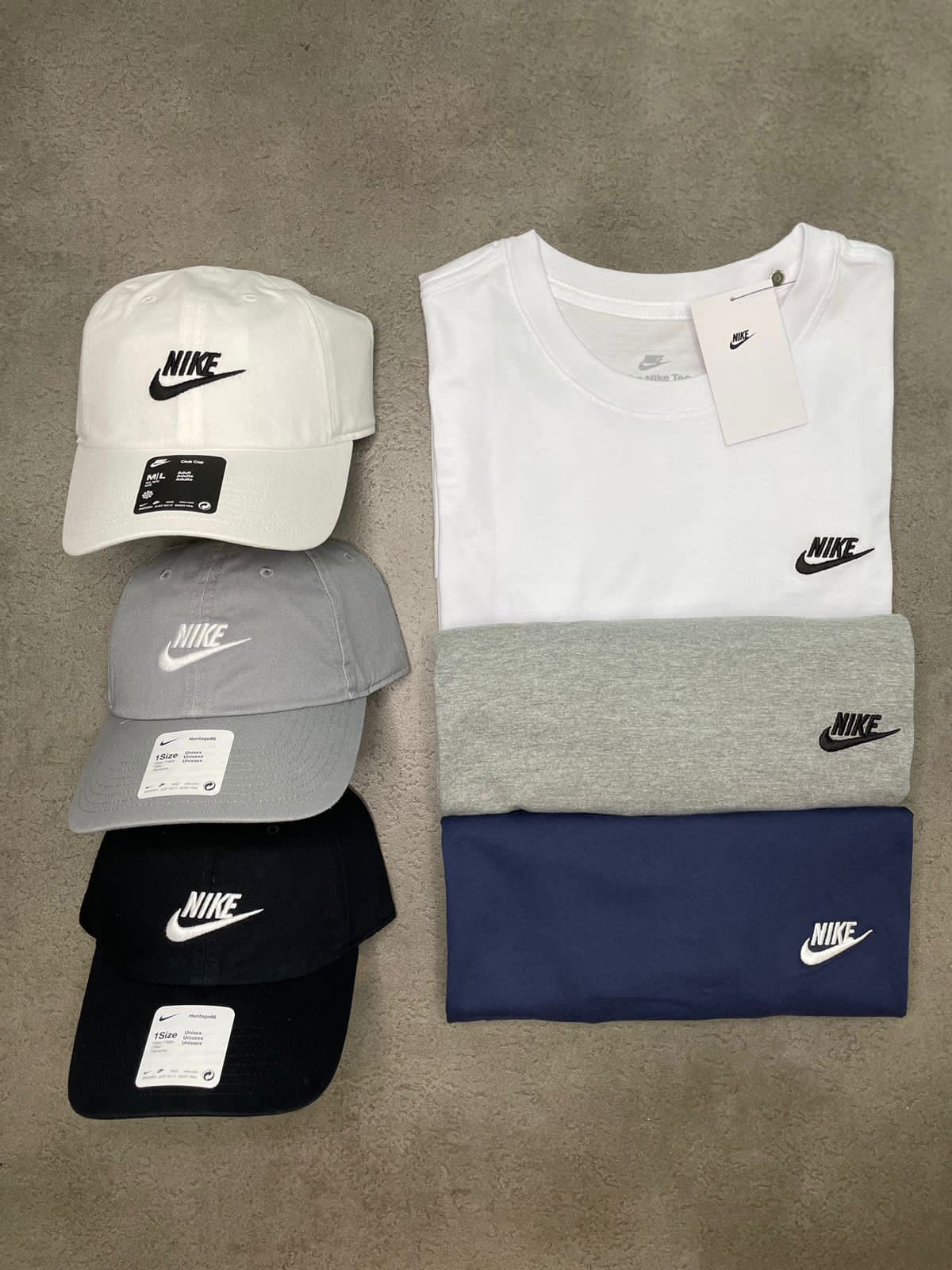 Kit NK Combo Camisetas e Bonés (6 Peças)